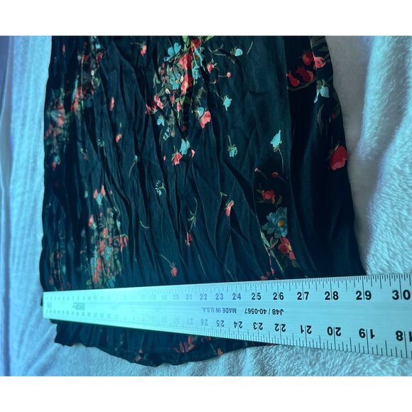 Carole Little Petites Womens Black Floral Print Wrap Midi Skirt Size 12P A-Line - Picture 8 of 11